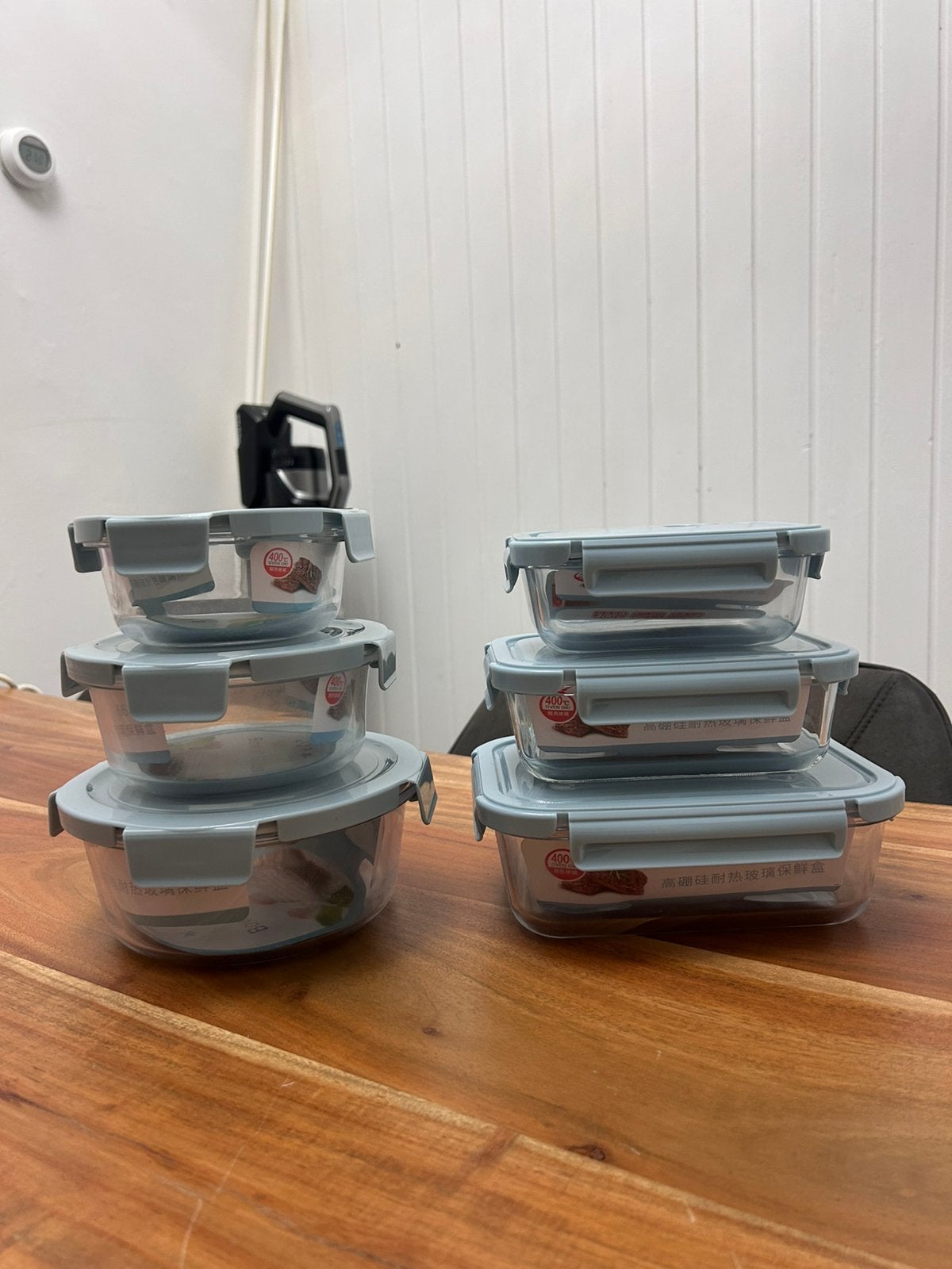 Praktische en stijlvolle 6-delige set glazen vershoudbakjes, Huis en Inrichting, Ophalen of Verzenden, Nieuw, Glas, Pot, Bus of Blik
