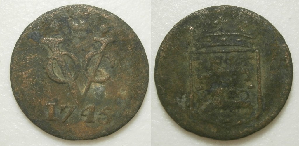 West Friesland VOC Duit 1745 - R -, Postzegels en Munten, Munten | Nederland, Ophalen of Verzenden, Vóór koninkrijk, 1 cent, Losse munt