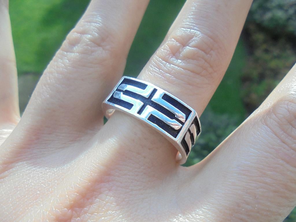 Vanoli - 925 zilveren heren ring geometrisch maat 21, Sieraden, Tassen en Uiterlijk, Ringen, Vanoli, 20 of groter, Amsterdam, Heer