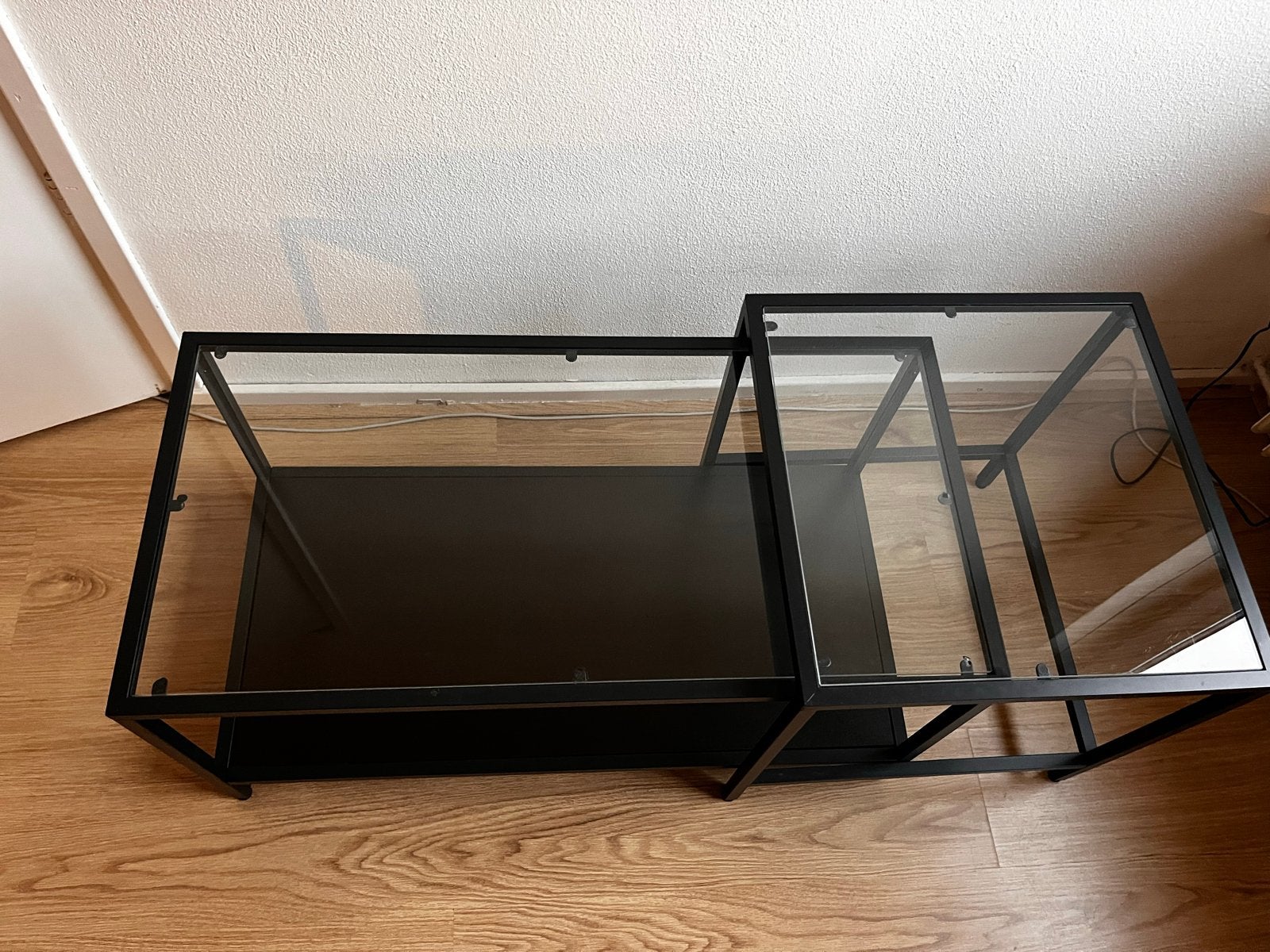 IKEA Salontafelset zwartbruin/glas, 90x50 cm, Ophalen, Gebruikt, 50 tot 100 cm, Glas