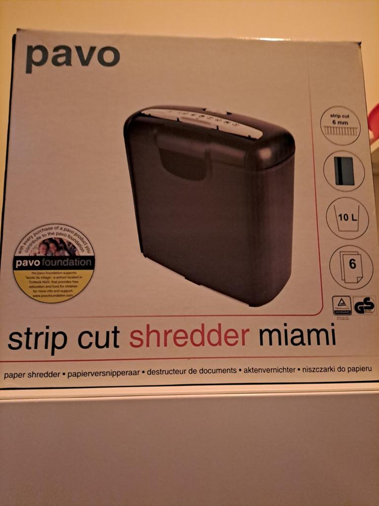 Pavo Miami papierversnipperaar - strip cut 6mm, 10L, Diversen, Ophalen