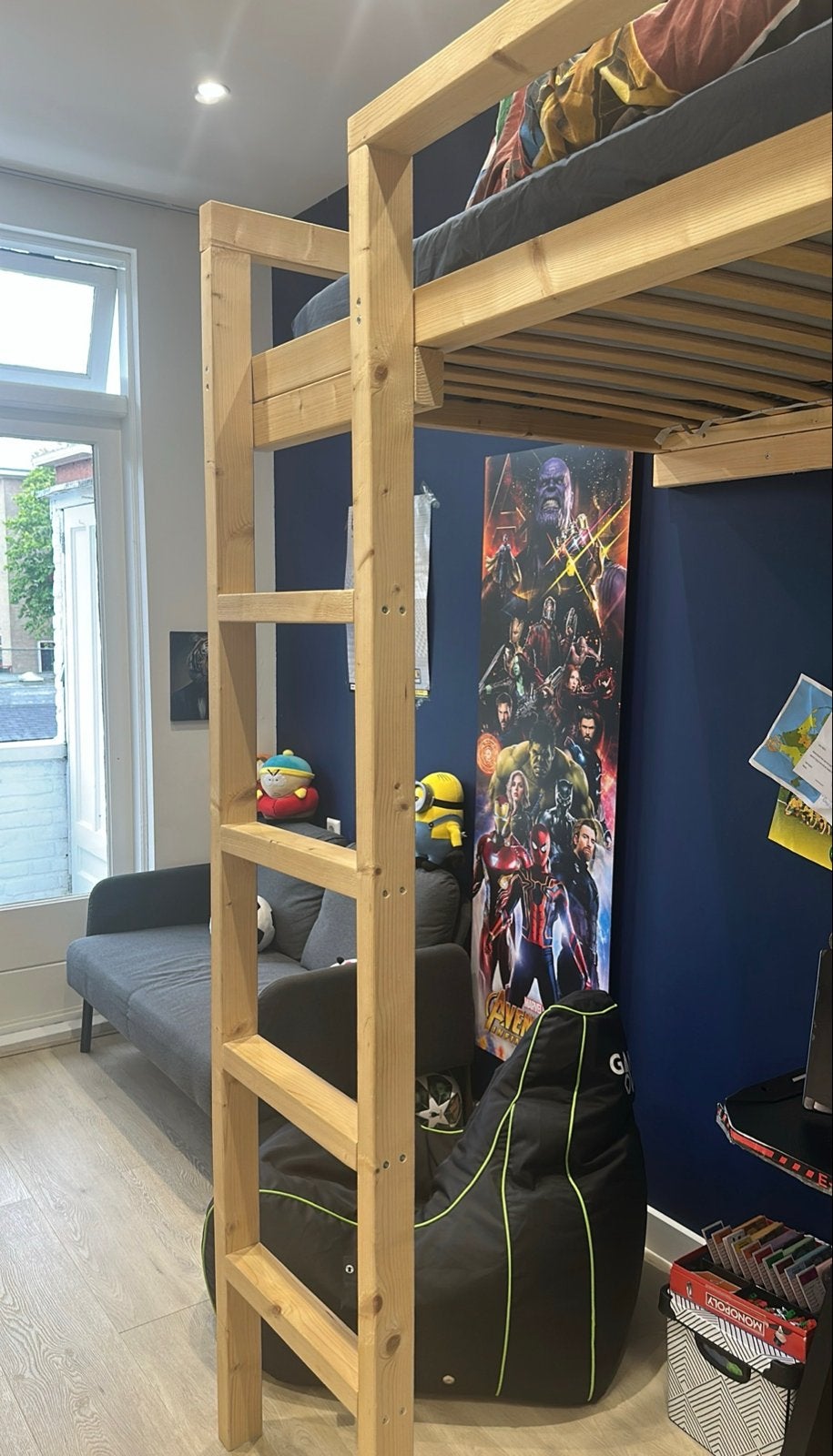 Zwevende hoogslaper, eiken, ideaal voor kleine kamers, Ophalen, Gebruikt, Eenpersoons, Hoogslaper