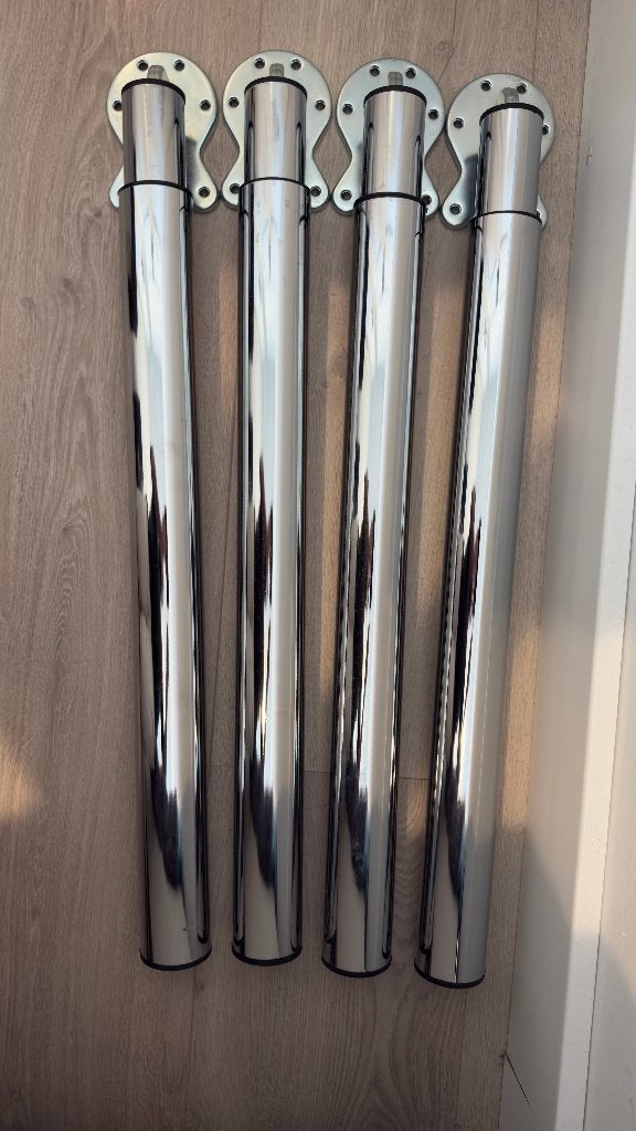 4 inklapbare tafelpoten 56 cm aluminium/metaal NIEUW, Tafelpoot, 50 tot 100 cm, Rond, Nieuw