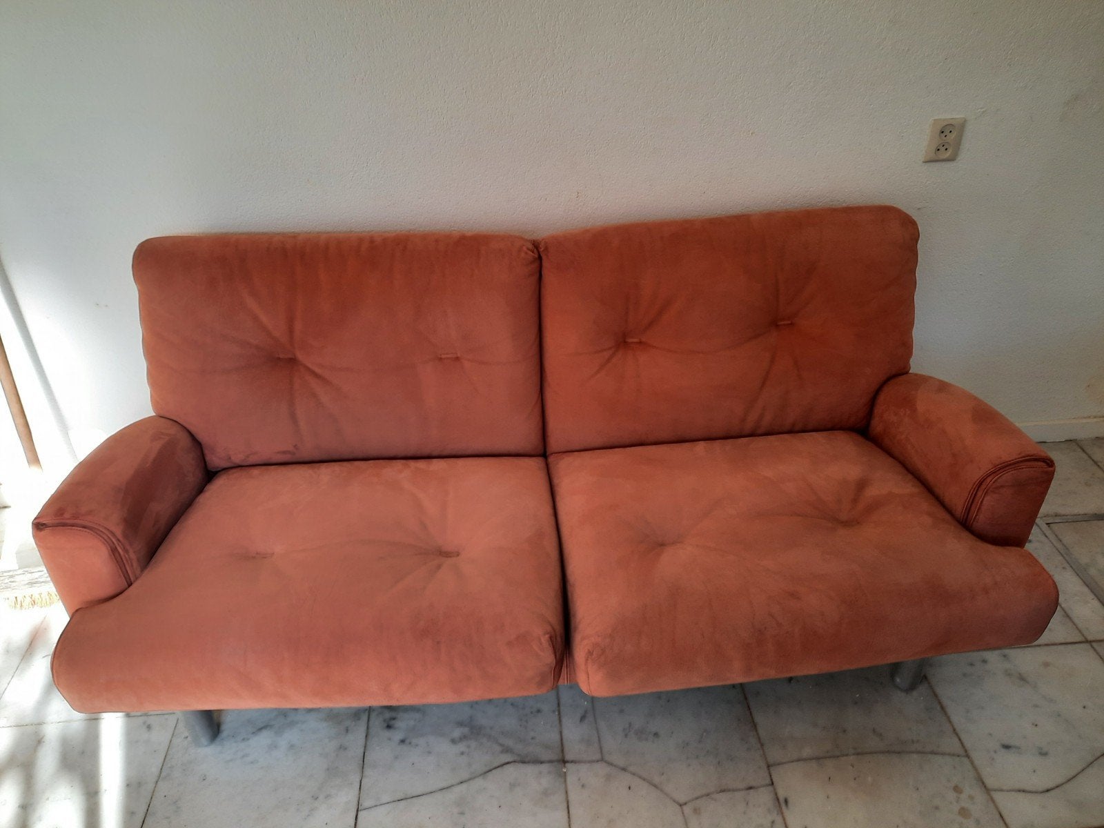 leren nubuck design bank, Huis en Inrichting, Banken | Bankstellen, Ophalen, 75 tot 100 cm