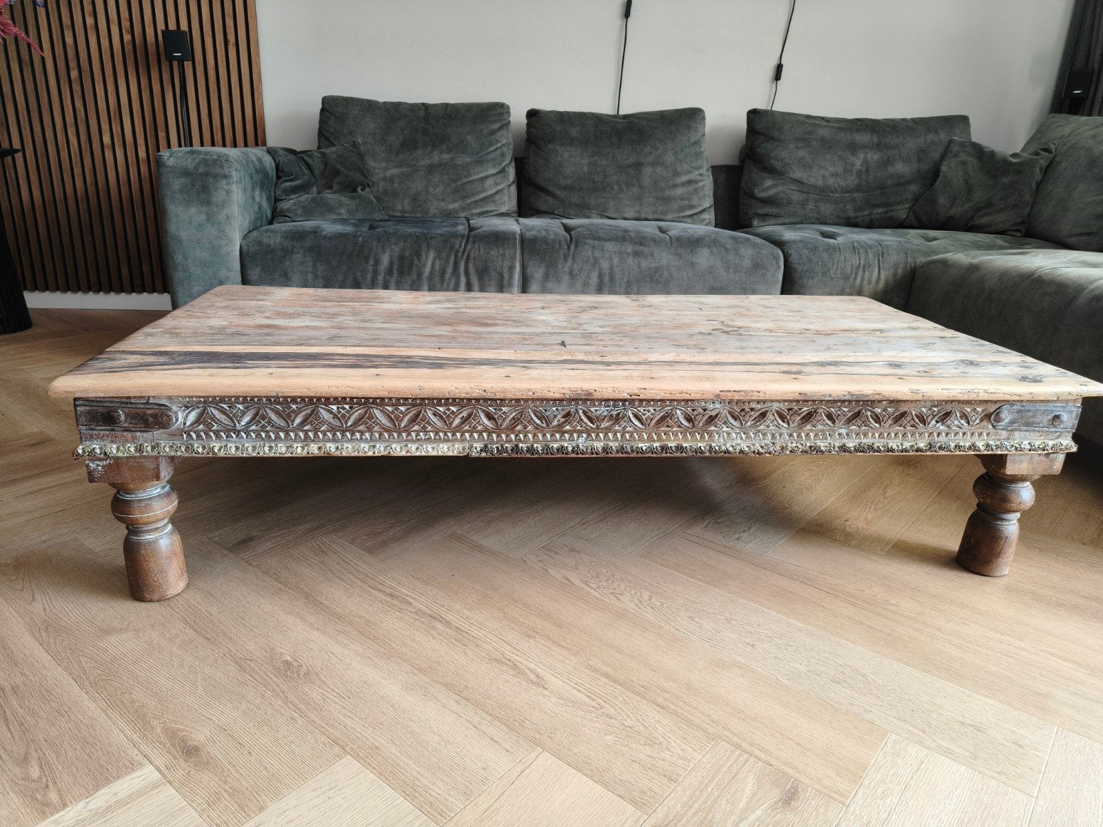 Oude Indiase salontafel, Gebruikt, 100 tot 150 cm, Minder dan 50 cm, Rechthoekig