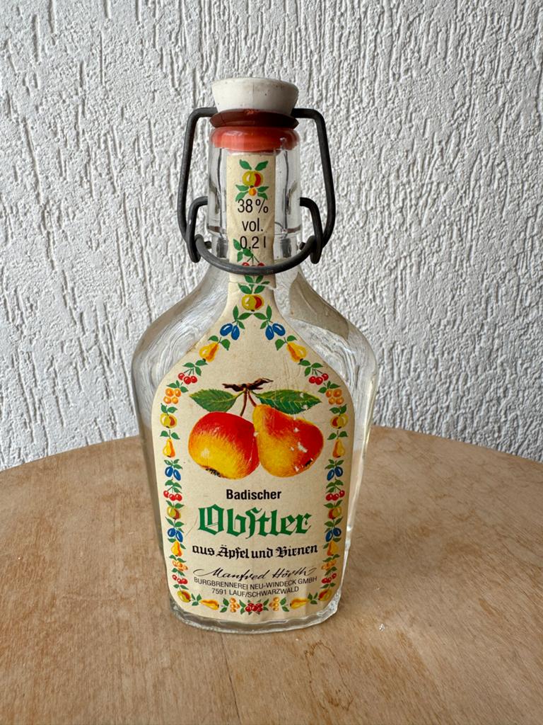 Vintage Beugelfles Badischer Obstler (Appel & Peer), Ophalen of Verzenden