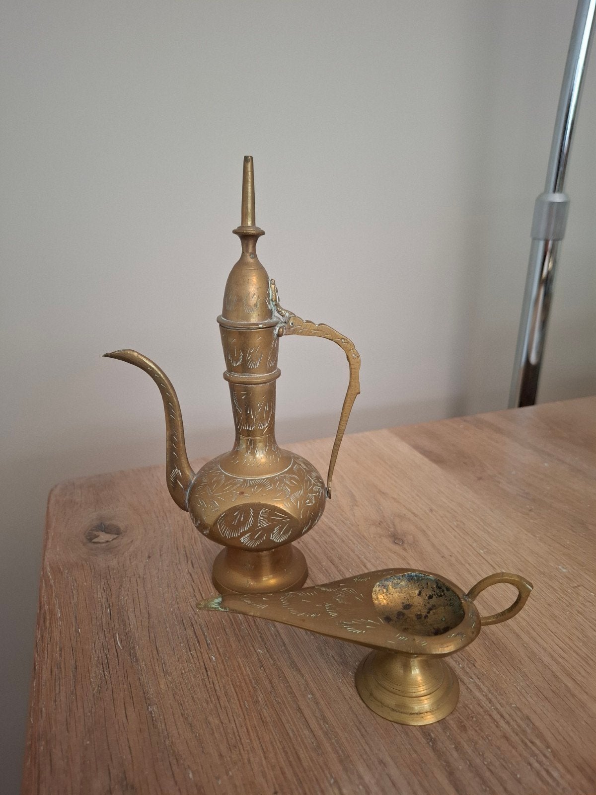 Vintage Koperen Oosterse Theepot en Olielamp Set, Ophalen of Verzenden
