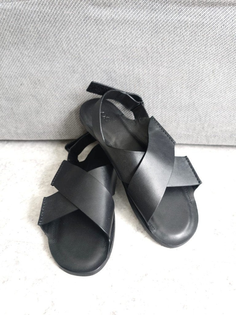 COS leren sandalen voor heren., Sandalen, Verzenden, Zwart, Nieuw