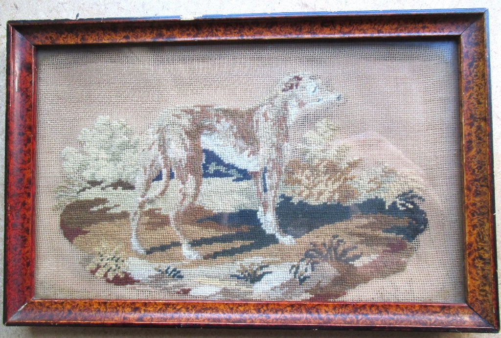 Borduurwerk Hazewindhond Petit Points ca 1820 Greyhound, Antiek en Kunst, Ophalen of Verzenden