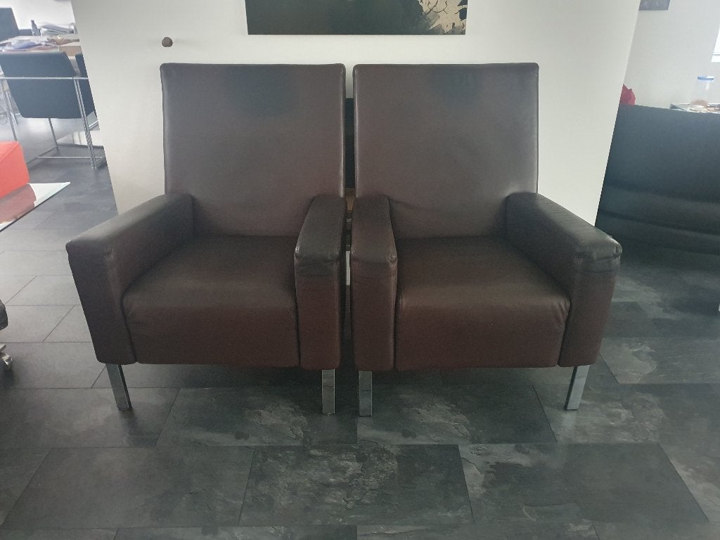 2 fauteuils leer Gelderland 6540, Huis en Inrichting, Fauteuils, Gebruikt, Ophalen of Verzenden, 50 tot 75 cm, Leer