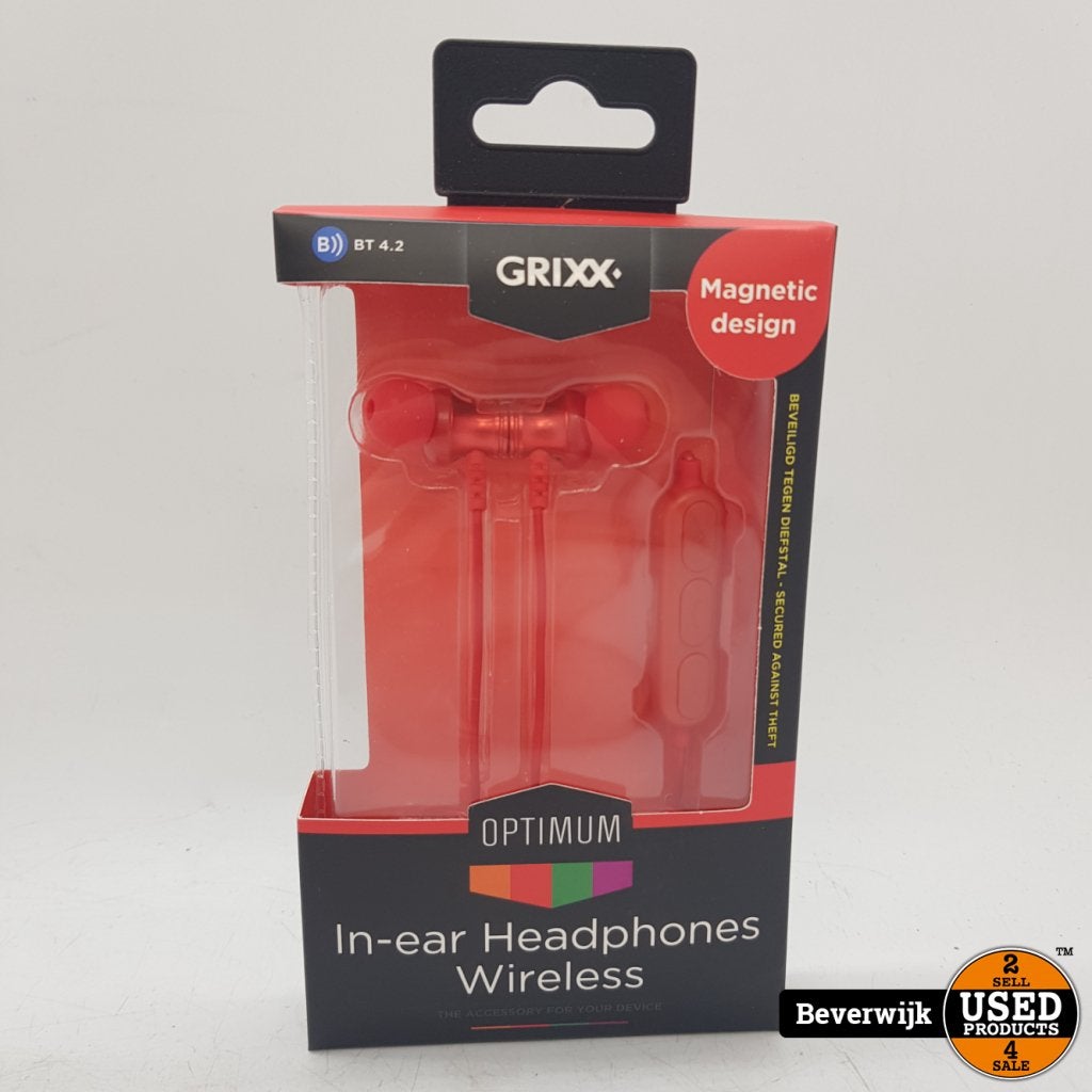 Grixx In-Ear Headphone Wireless | Red - Nieuw!, Flex Ltd., Gebruikt, https://flex.com/contact-us, Nobelstraat 10, 5807 GA Oostrum
