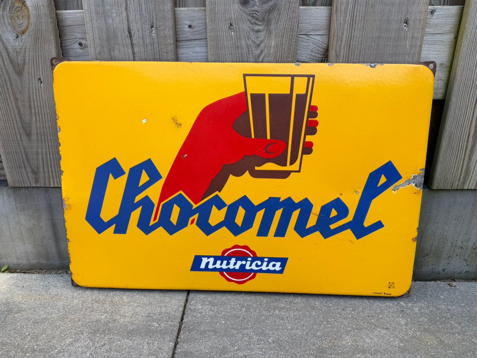Chocomel emaille reclamebord, Verzamelen, Merken en Reclamevoorwerpen, Reclamebord, Gebruikt, I, Ophalen of Verzenden