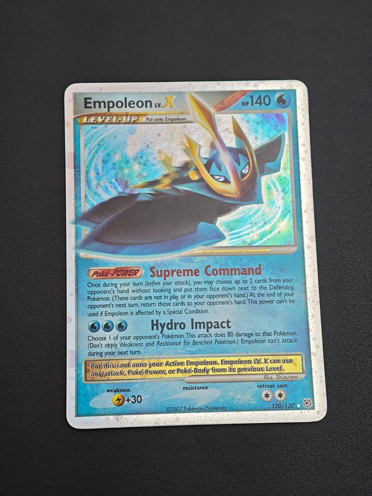 Empoleon LV.X Pokémon kaart 120/130, Ophalen of Verzenden, Gebruikt, Losse kaart, Foil