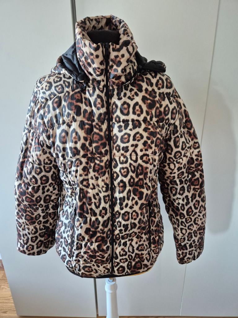 Gewatteerde CoolCat puffer jas met panterprint – maat XL, Kleding | Dames, Jassen | Winter, Bruin, Maat 46/48 (XL) of groter, Ophalen of Verzenden