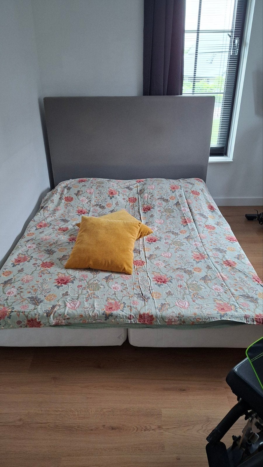 Bed 160x200 zonder matras, Ophalen, Tweepersoons, Grijs, 160 cm