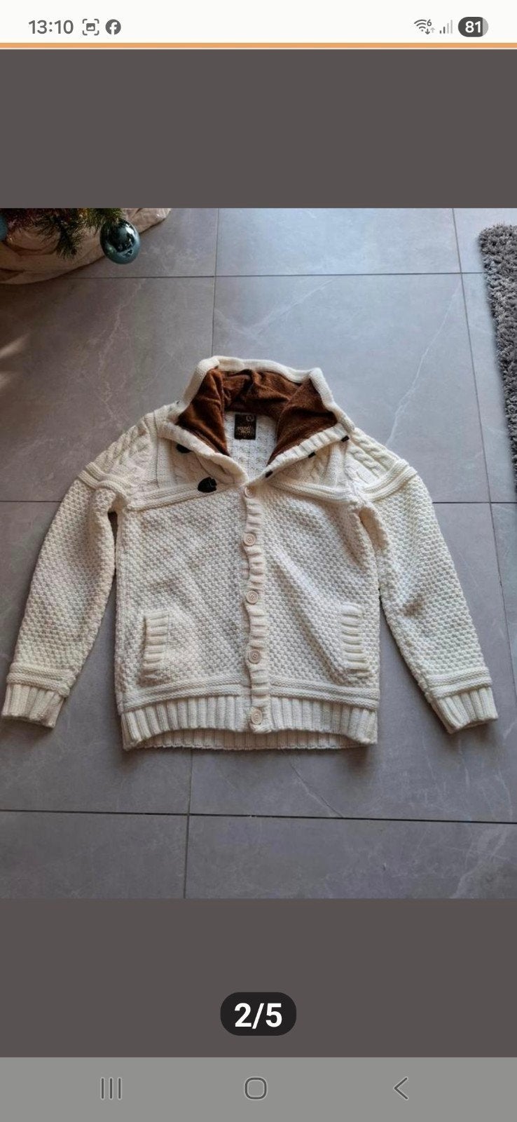 Young & Rich Gebreid Vest met Teddy Voering, Ophalen, Zo goed als nieuw, Maat 56/58 (XL), Wit