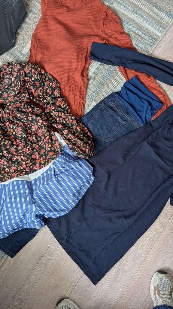 Groot positiekleding pakket - jurken, broeken, sportset, Maat 38/40 (M), Blauw, Jurk, Ophalen of Verzenden