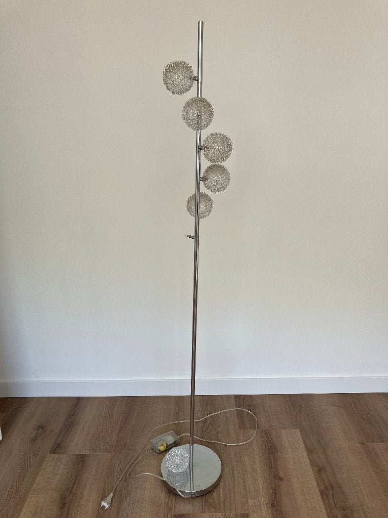 Vloerlamp zilveren bollen (dimbaar), Ophalen, Gebruikt, Industrieel, modern, Overige fittingen