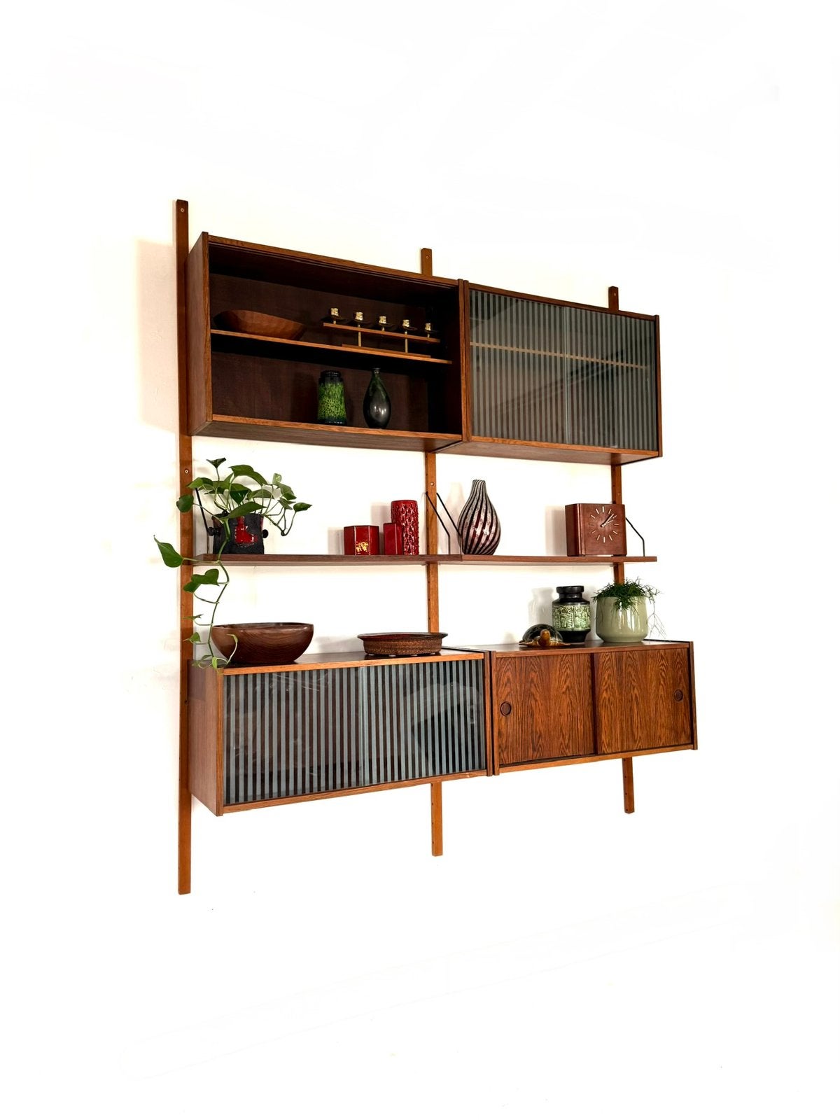 Vintage Deens modulair wandsysteem, Preben Sorensen ‘60, Ophalen of Verzenden, P.S. møbler, 150 tot 200 cm, 25 tot 50 cm