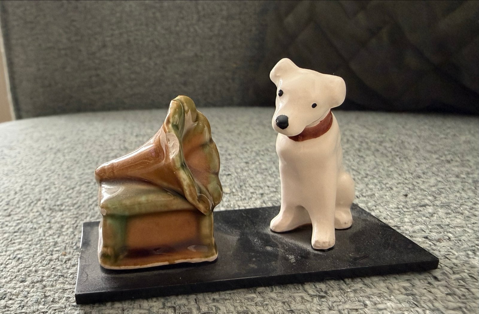 Vintage HMV Nipper en Grammofoon Beeldjes op Sokkel, Ophalen of Verzenden