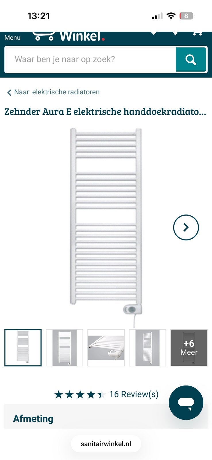 Zehnder Aura E elektrische handdoekradiator 146.6x60 cm, Ophalen, Radiator, Nieuw, 60 tot 150 cm