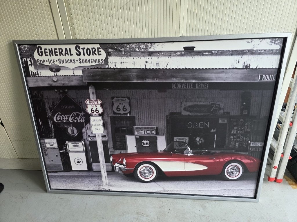 Ikea Print Chevrolet Corvette Route 66, Ophalen, Vintage, Textiel, 100 cm