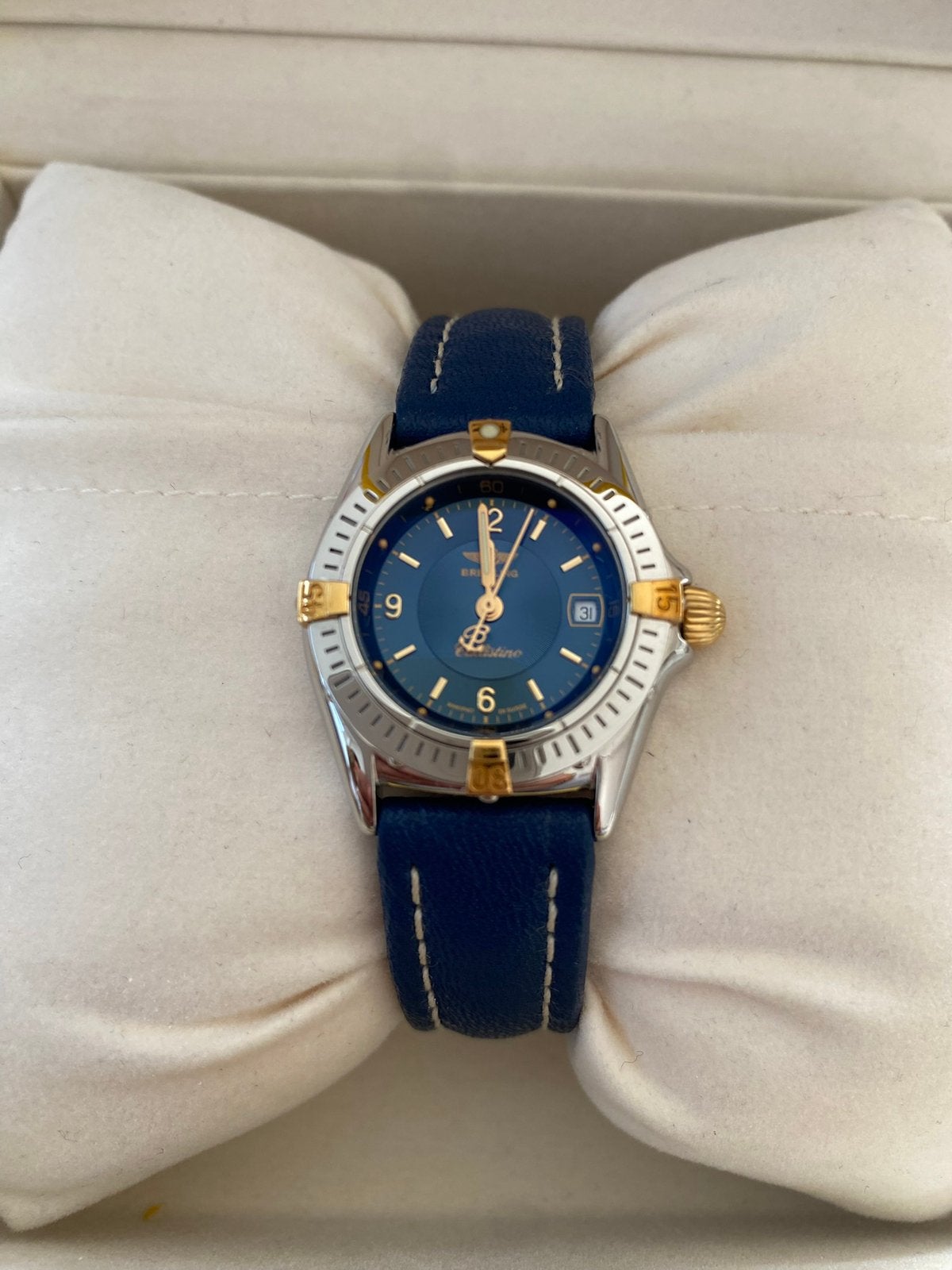 Breitling Callistino, Leer, Staal, Polshorloge, Nieuw