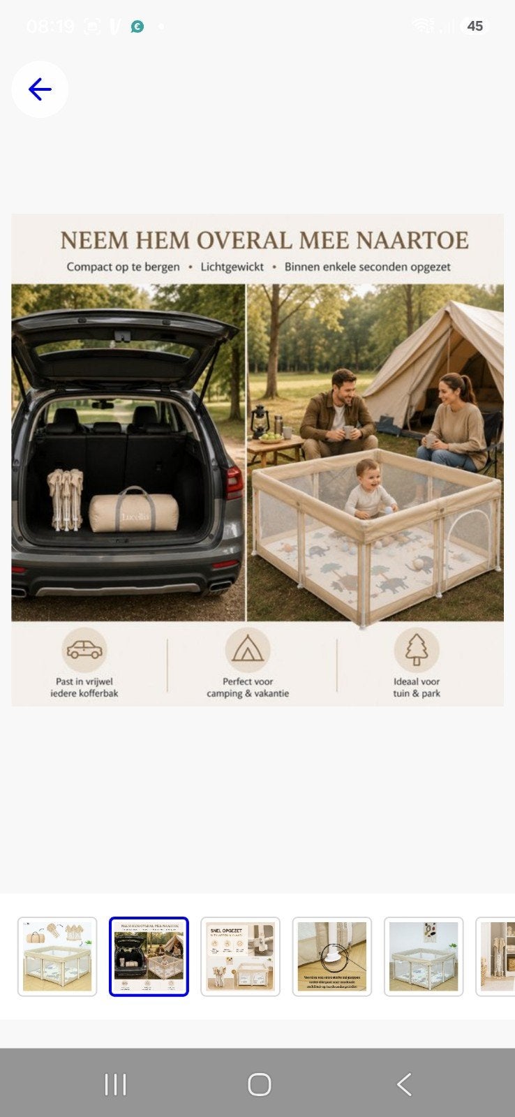 Vouwbare Box Baby Speelbox 125x125 cm met Speelmat, Ophalen of Verzenden, Zo goed als nieuw