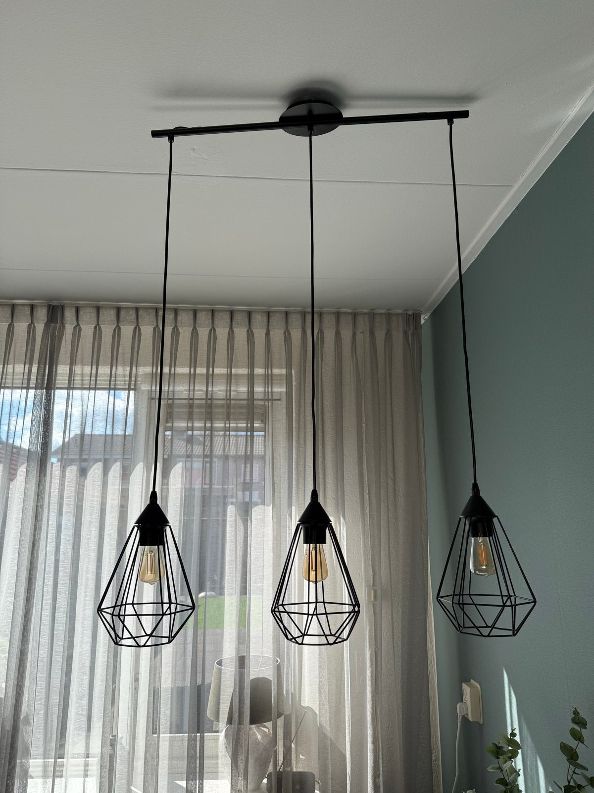 Industriële Hanglamp - Zwart Metaal, Ophalen, Zo goed als nieuw, Metaal, 50 tot 75 cm