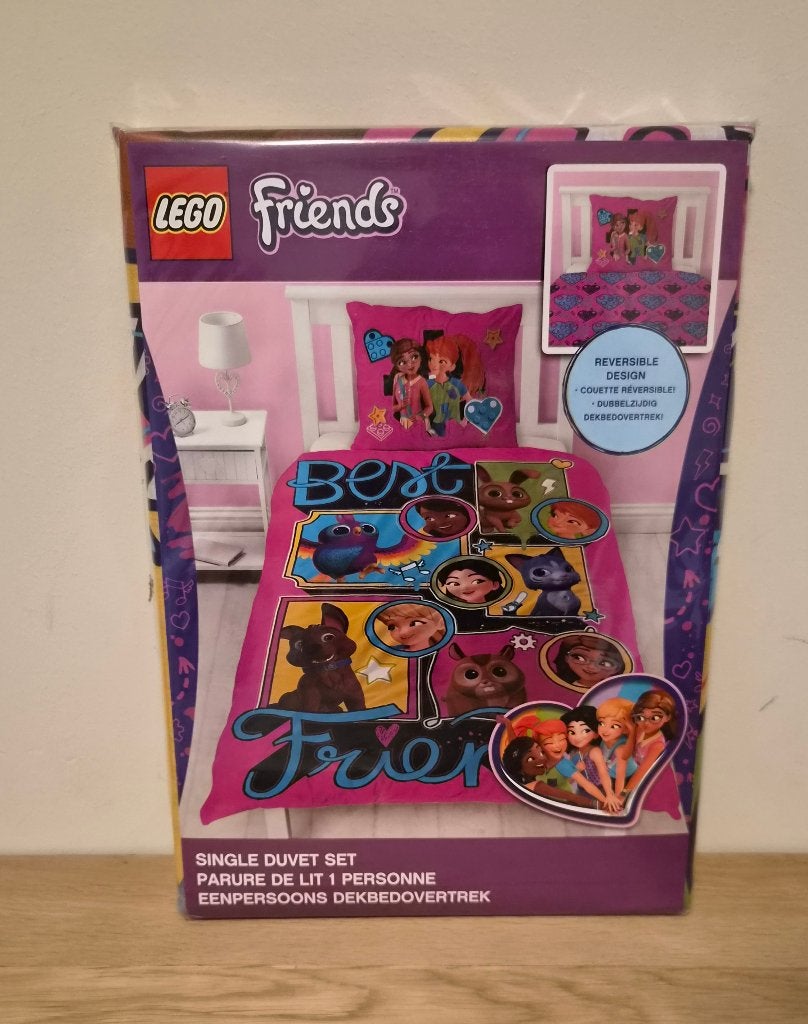 Nieuw! Lego Friends, dekbedovertrek, reversible, 140 x 200cm, Dekbedovertrek, Katoen, Nieuw, Ophalen of Verzenden