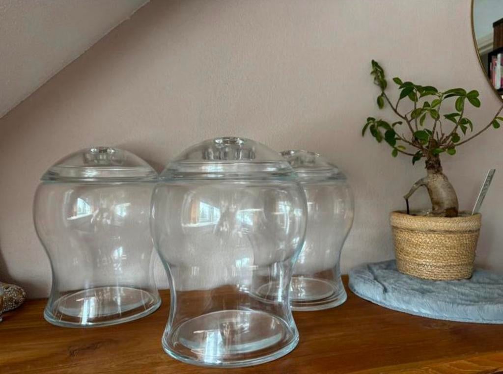 Glazen voorraad potten set 3, Ophalen, Zo goed als nieuw