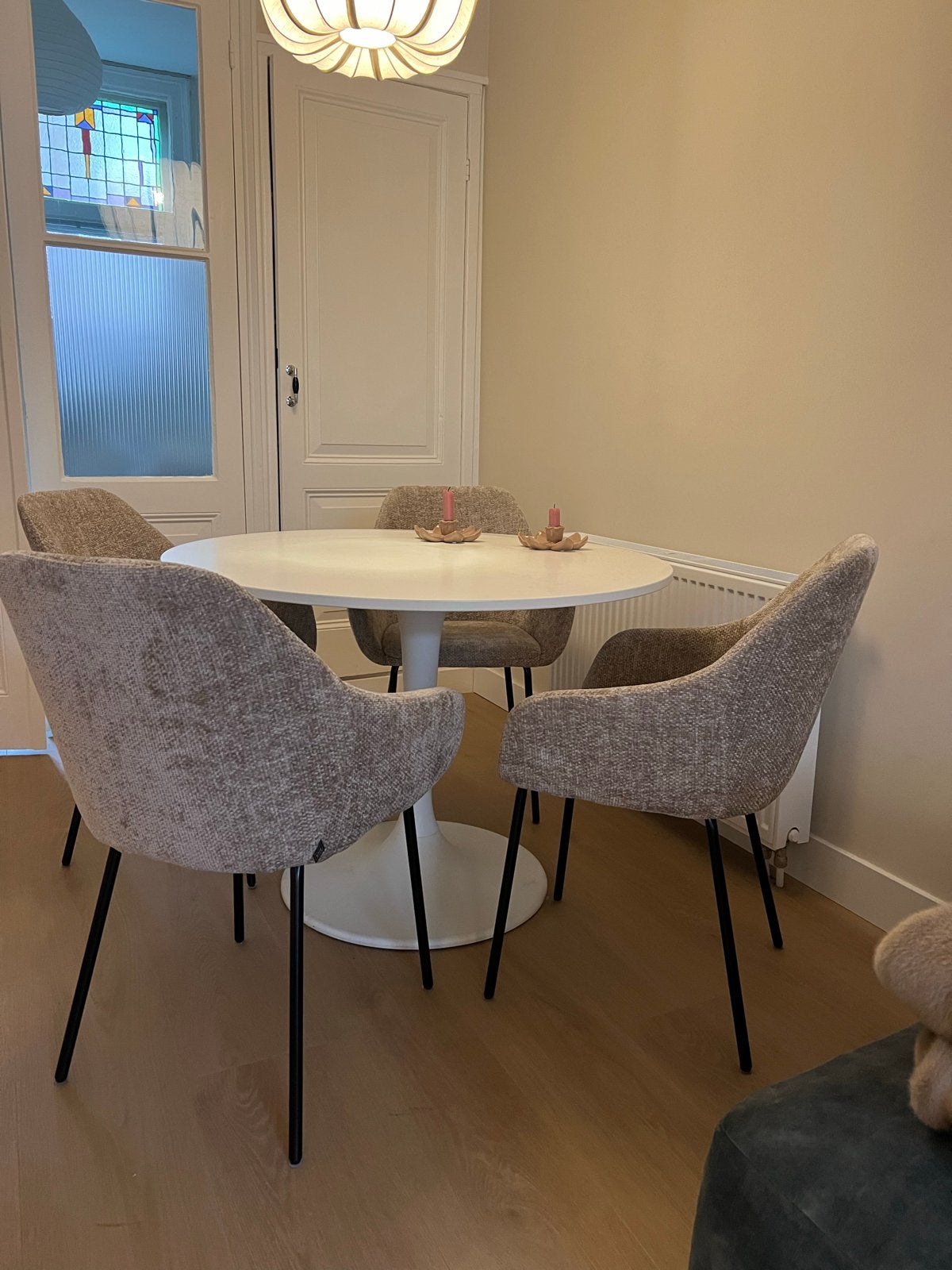 IKEA Docksta tafel - Witte ronde eettafel, Ophalen, Kunststof, Gebruikt, 100 tot 150 cm