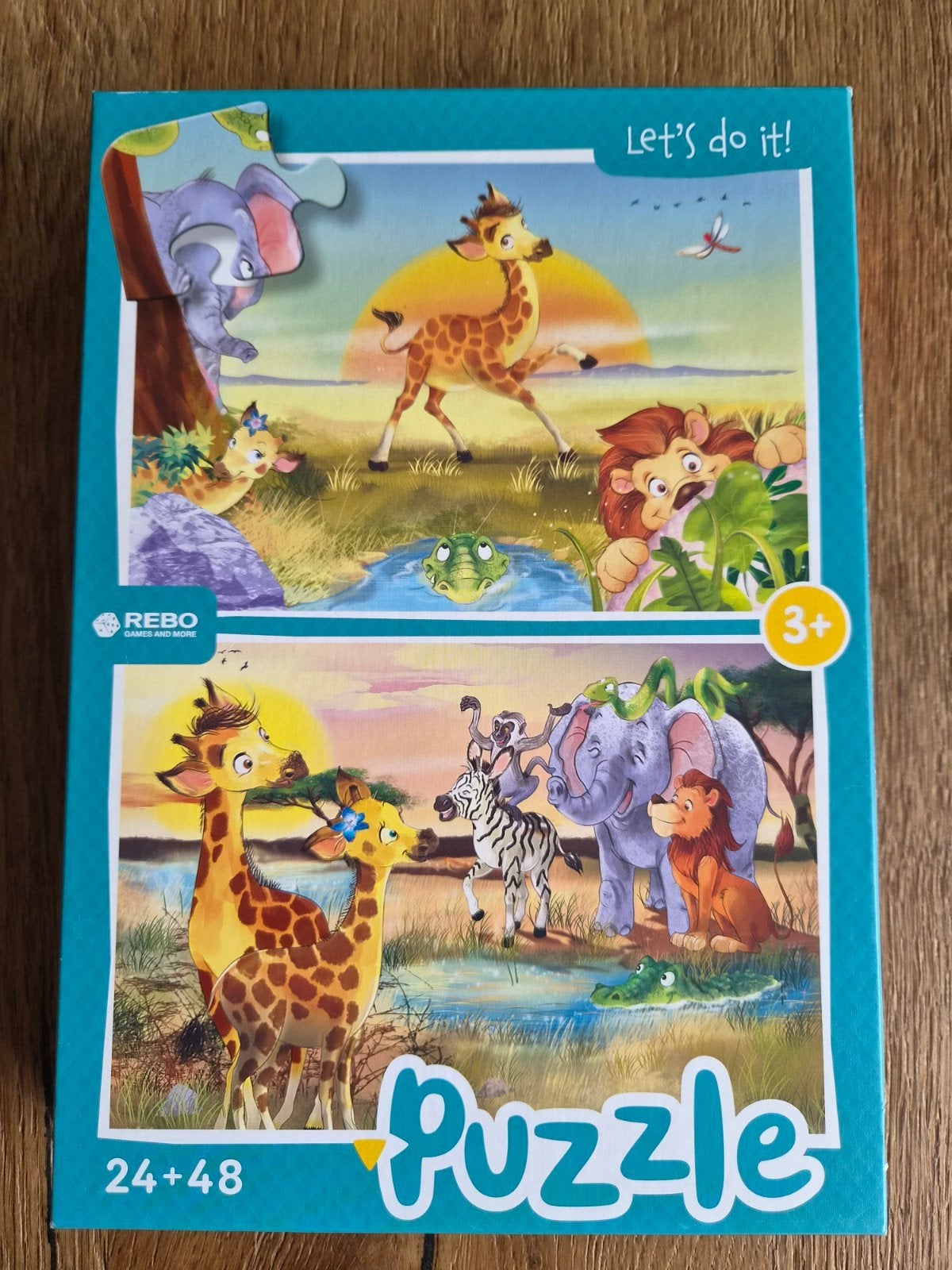 Rebo Puzzel 24+48 stukjes - Safari Dieren, Kinderen en Baby's, Ophalen, Meer dan 50 stukjes, Zo goed als nieuw, 2 tot 4 jaar