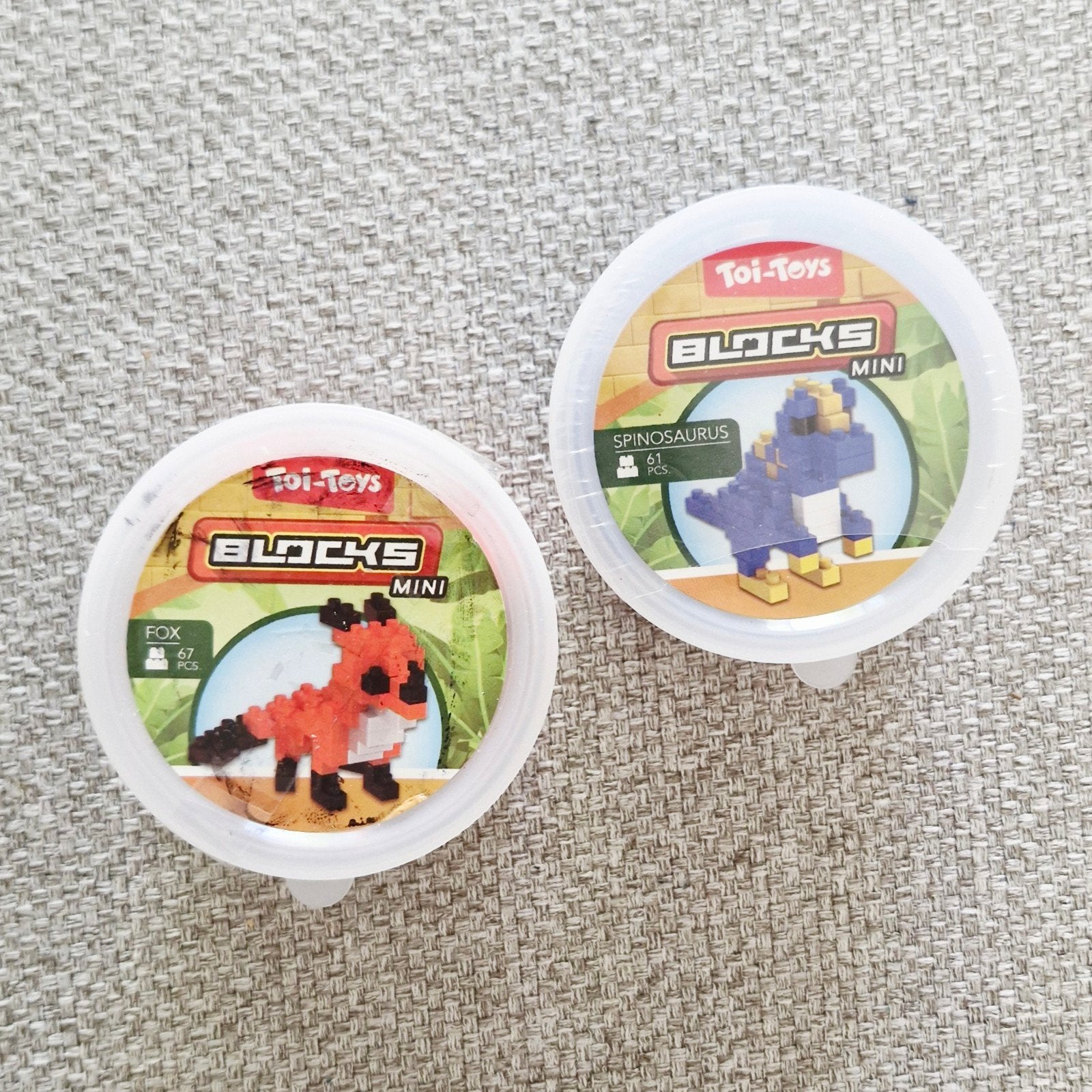 Mini bouwblokje set - Vos en Spinosaurus - mini lego blokjes, Ophalen of Verzenden, Nieuw