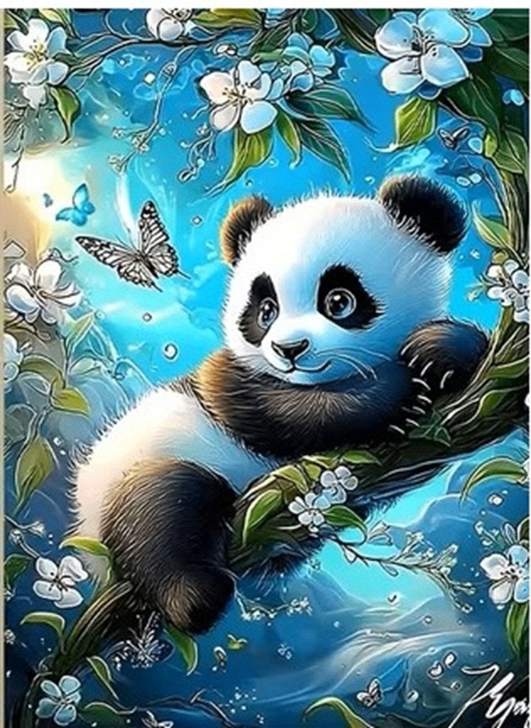 50x40cm Diamond Painting Pandabeer (rond) nr 90, Nieuw, Ophalen of Verzenden, Overige materialen, Blauw