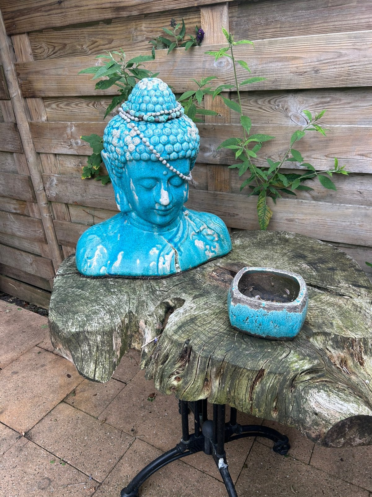 Buda borstbeeld turquoise, Ophalen, Gebruikt, 45 cm
