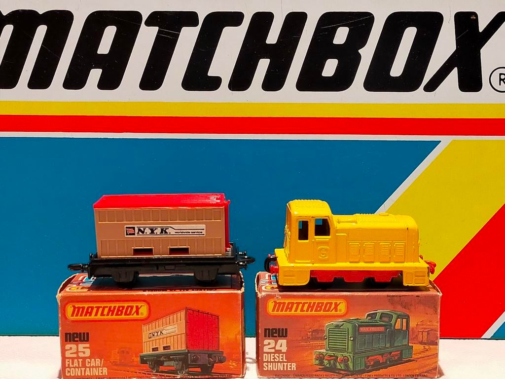 Lesney Matchbox Trein: Diesel Shunter & Flat Car/Container, Ophalen of Verzenden, Nieuw, Overige typen, Lesney