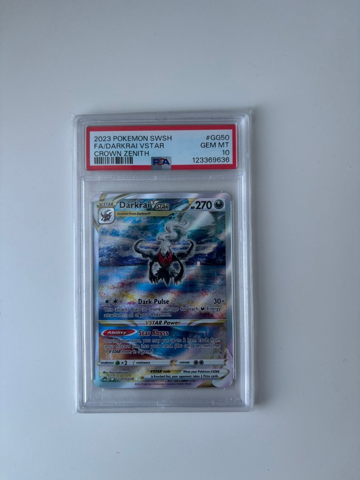 Darkrai VSTAR GG50/GG70 PSA 10 Gem Mint Pokémon Kaart, Ophalen of Verzenden, Zo goed als nieuw