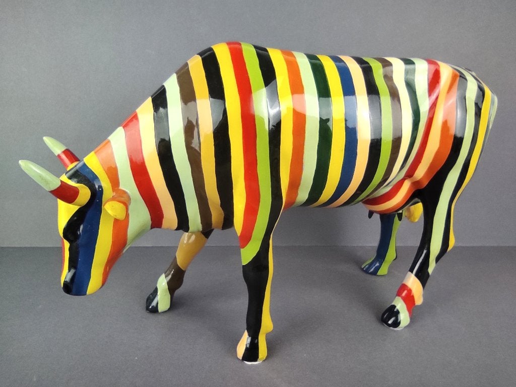CowParade / Cow Parade Koe "Striped Cow" LARGE, Ophalen of Verzenden