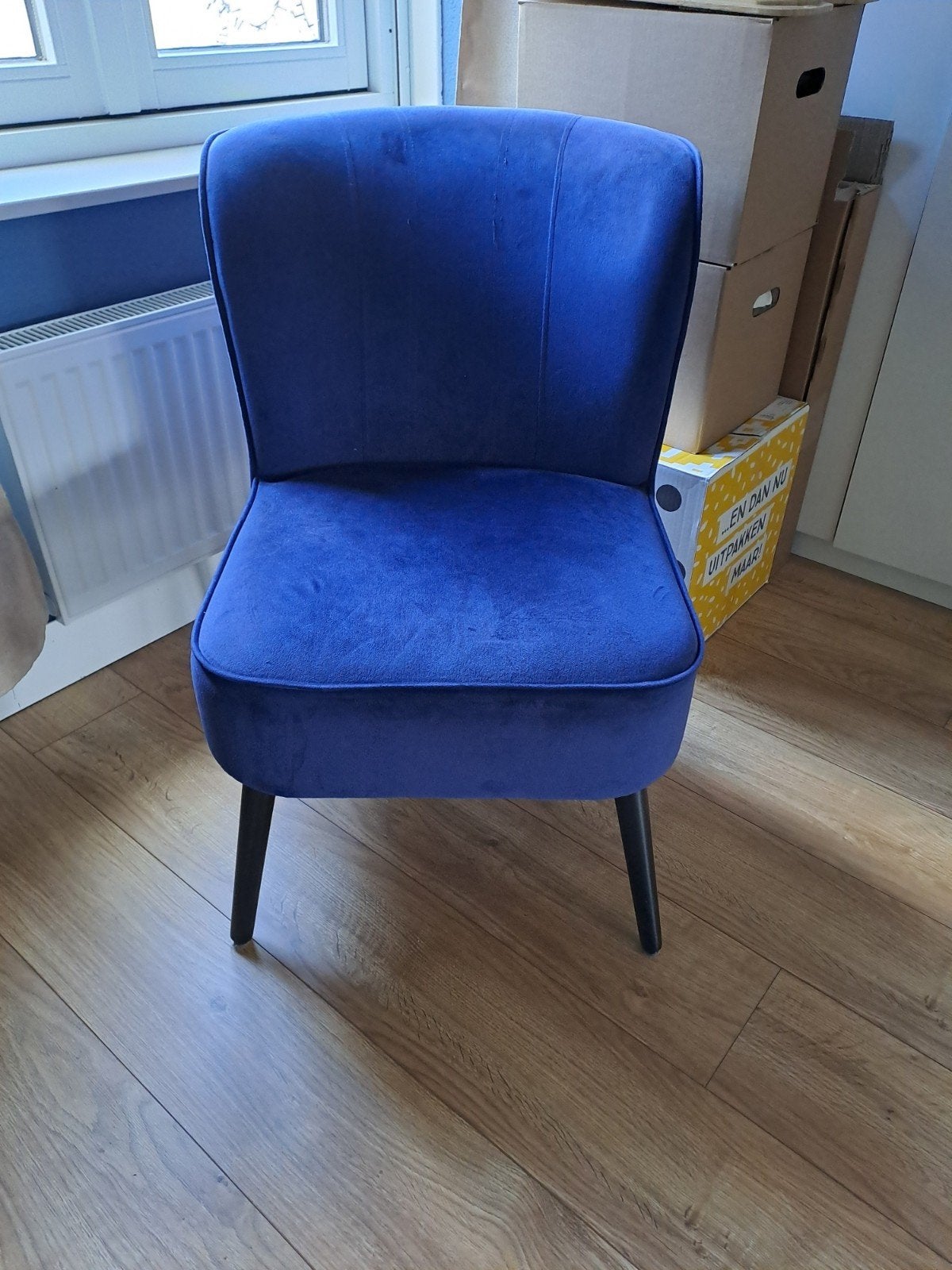 velvet blauwe cocktail stoel, Ophalen, 75 tot 100 cm, 50 tot 75 cm