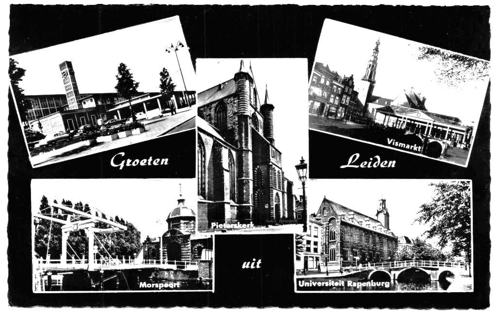 939567 Leiden ZH 1956 Nette oude kaart Onbeschreven, Ophalen of Verzenden, 1940 tot 1960, Ongelopen, Zuid-Holland