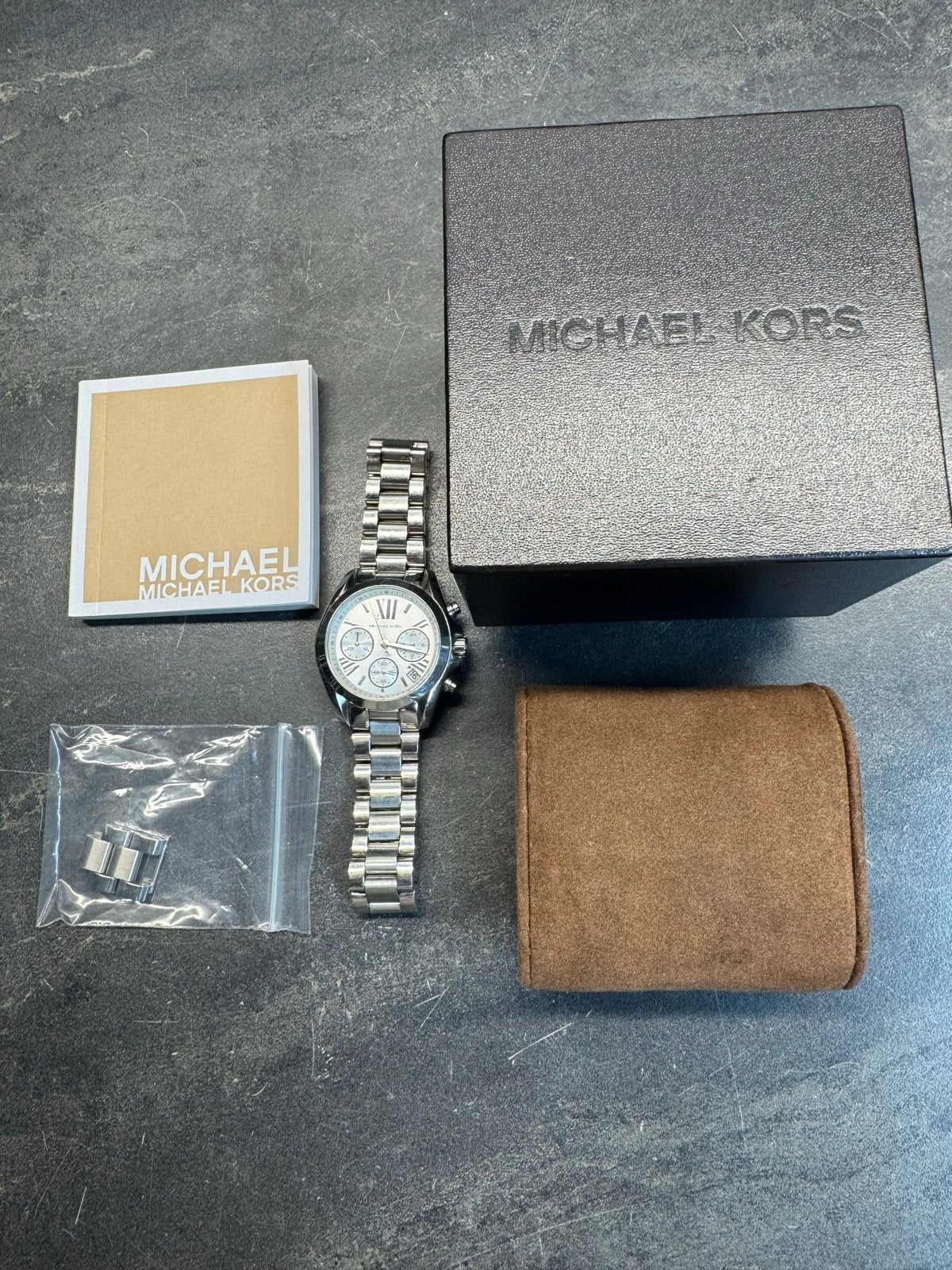 Michael Kors MK6174 Bradshaw Mini Dames Horloge Zilver, Overige merken, Staal, Gebruikt, Staal