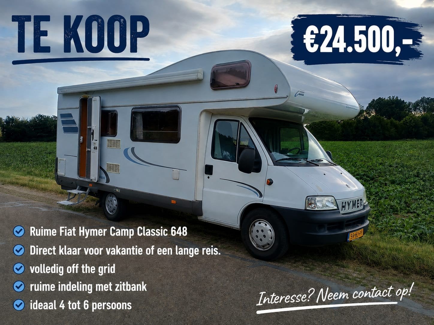 Ruime, off-grid camper: Fiat Hymer Camp Classic 684 uit 2005, Ringverwarming, Luifel, Fiat, Particulier