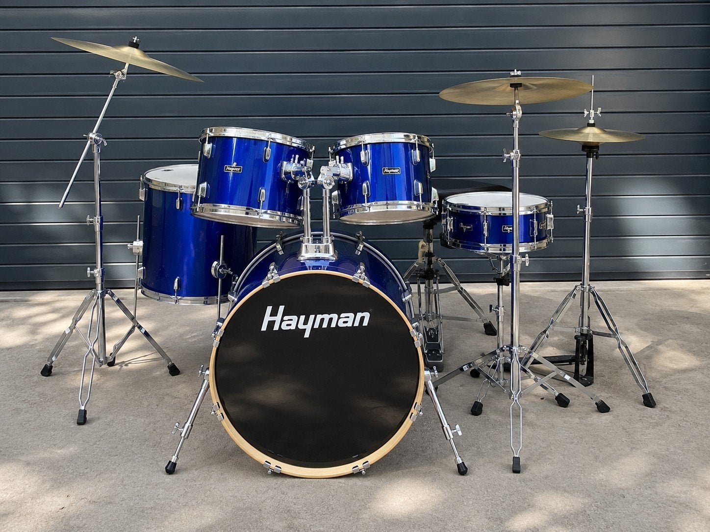 Hayman drumstel - Compleet met bekkens en hoezen, Ophalen, Gebruikt, Overige merken