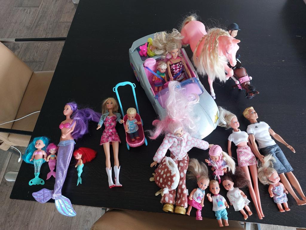 Barbie auto, familie met veel kinderen en paard, Ophalen of Verzenden