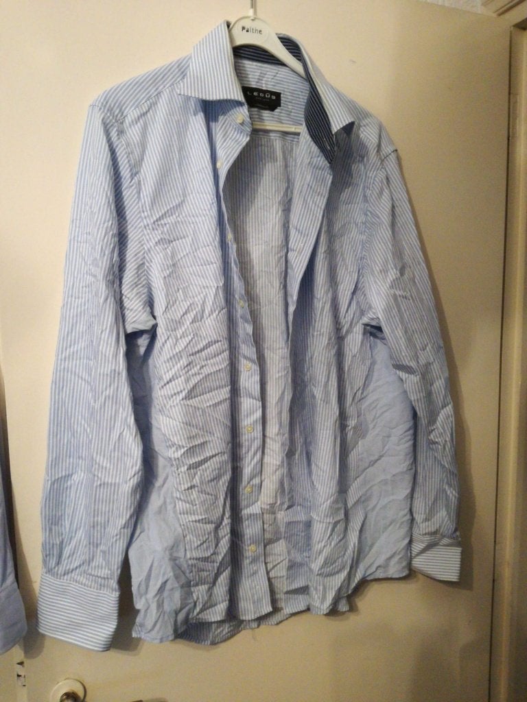 Als Nieuw overhemd LEDUB blauw wit Streep 42, Kleding | Heren, Overhemden, Verzenden, Zo goed als nieuw, Blauw, Halswijdte 41/42 (L)