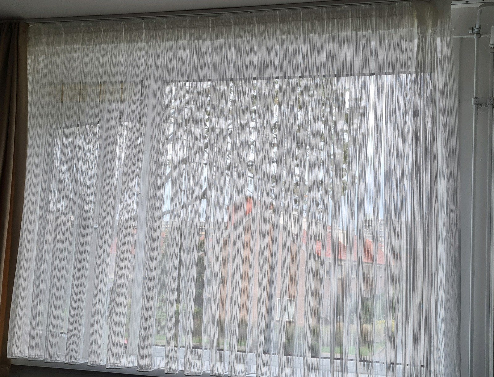 Witte vitrage met verticale strepen, Ophalen of Verzenden, Wit, Vitrage, Lichtdoorlatend