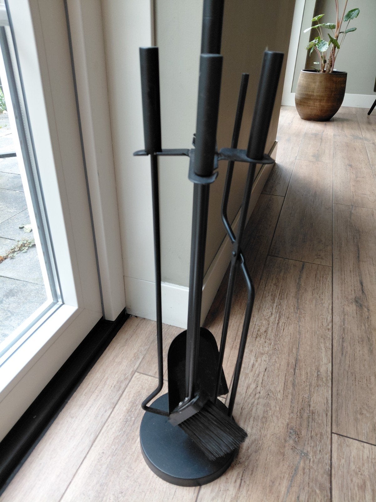 Mooie vierdelige haardset in goede staar, Huis en Inrichting, Kachels, Ophalen of Verzenden, Gebruikt, Hout, Houtkachel