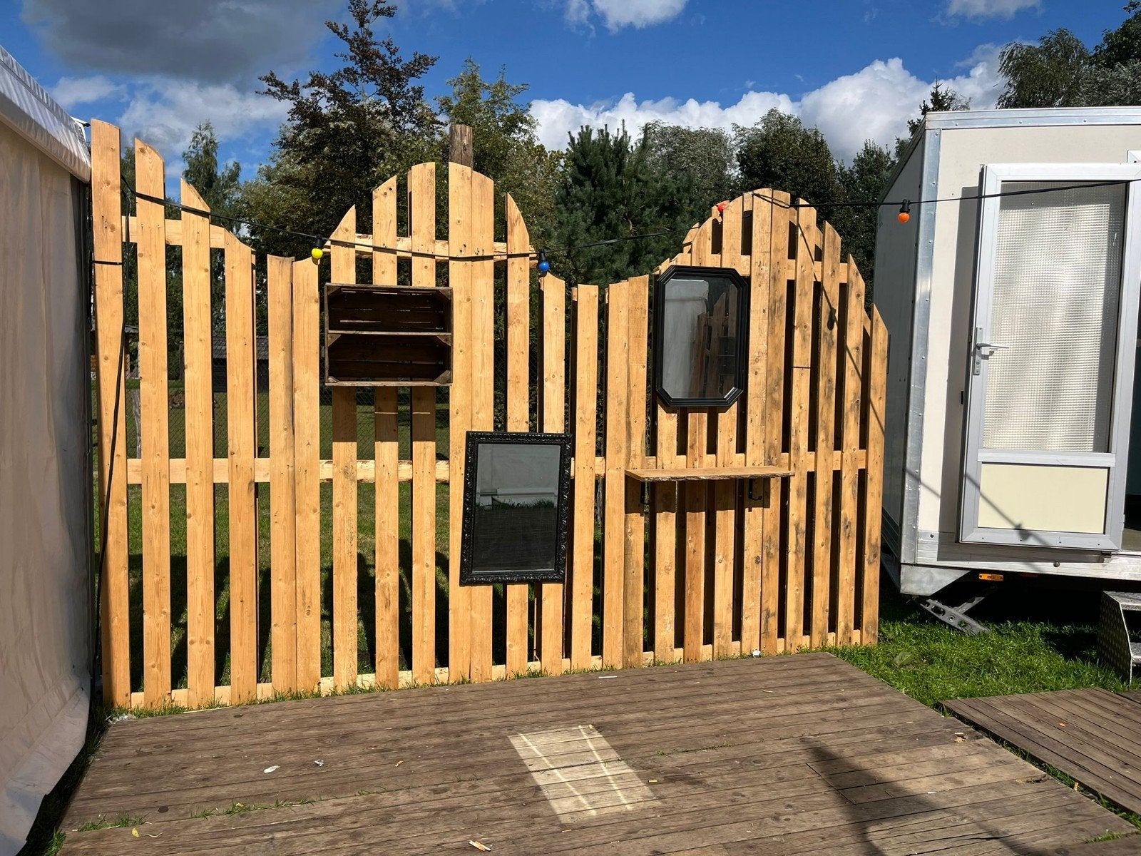afscherming,schutting, pallets, deco, decoratie, bruiloft, Ophalen, Zo goed als nieuw, Versiering, Geboorte of Huwelijk