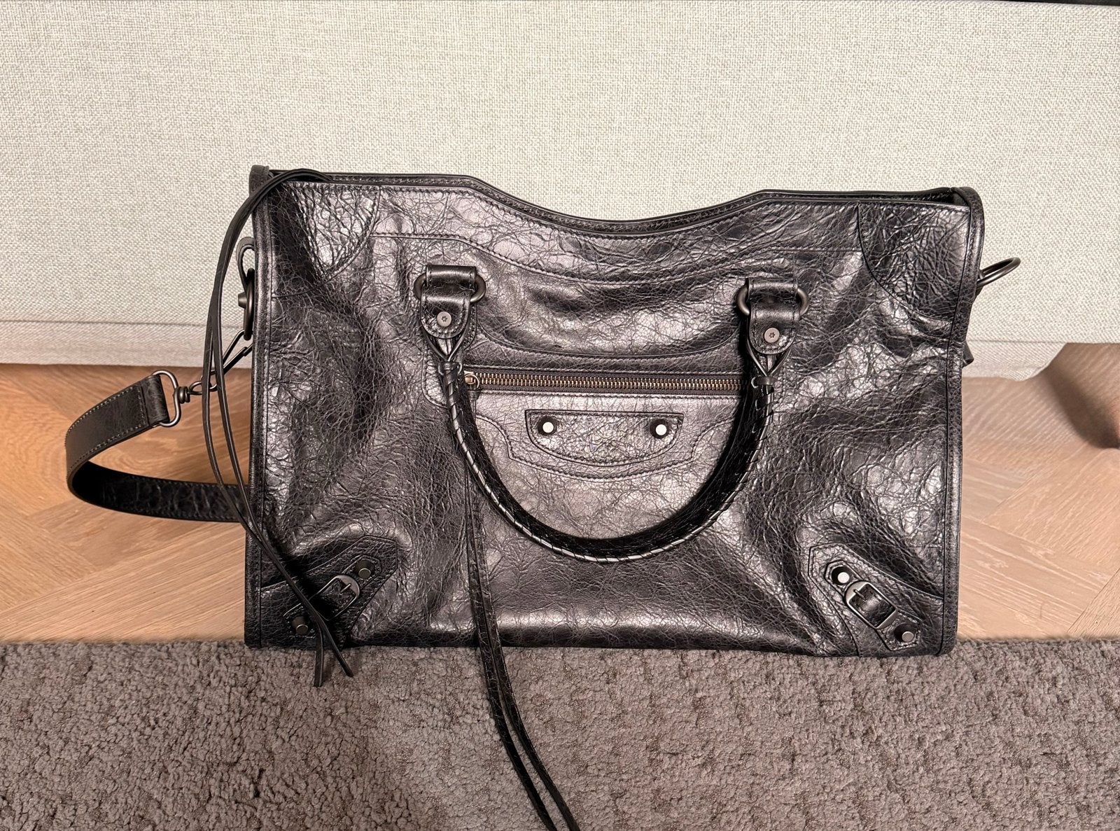 Balenciaga Le City Medium Tas Zwart Arena Leer leather, Ophalen of Verzenden, Nieuw, Zwart, Handtas